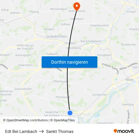 Edt Bei Lambach to Sankt Thomas map