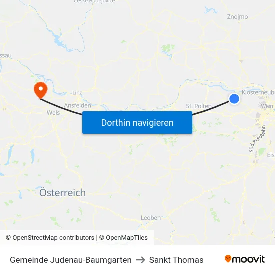 Gemeinde Judenau-Baumgarten to Sankt Thomas map