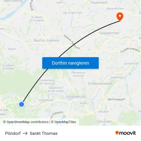 Pöndorf to Sankt Thomas map