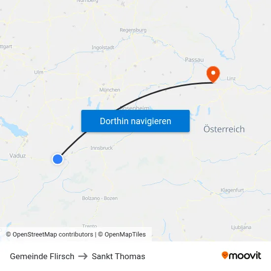 Gemeinde Flirsch to Sankt Thomas map