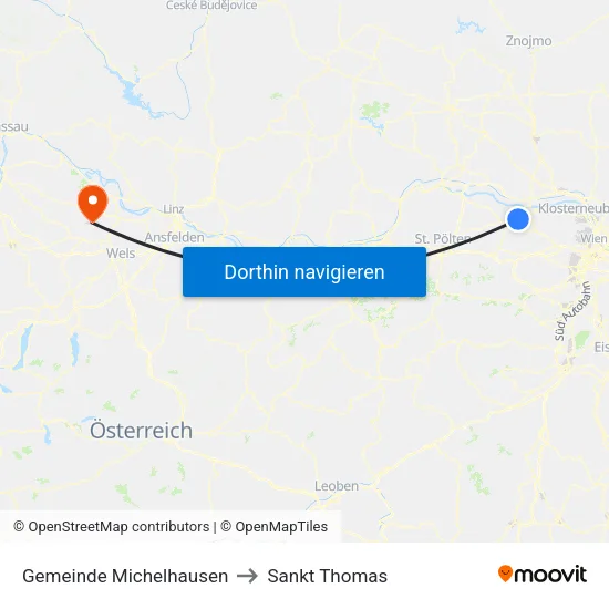 Gemeinde Michelhausen to Sankt Thomas map