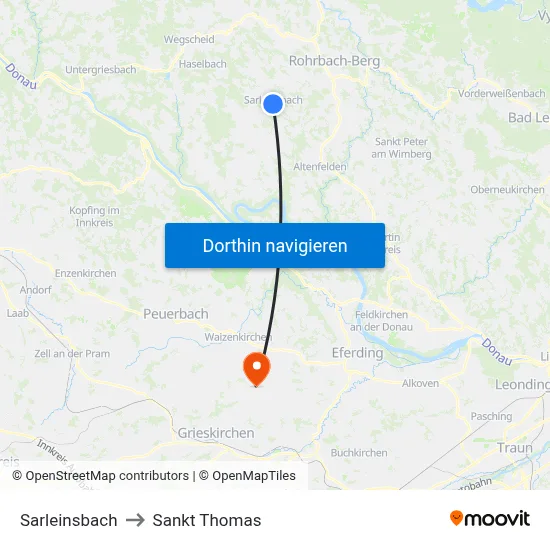 Sarleinsbach to Sankt Thomas map
