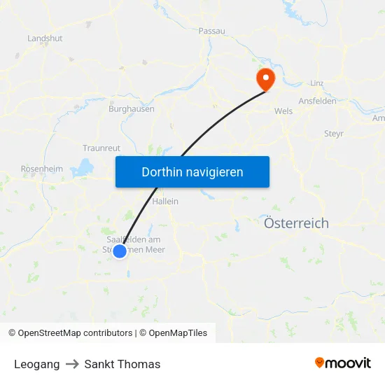 Leogang to Sankt Thomas map