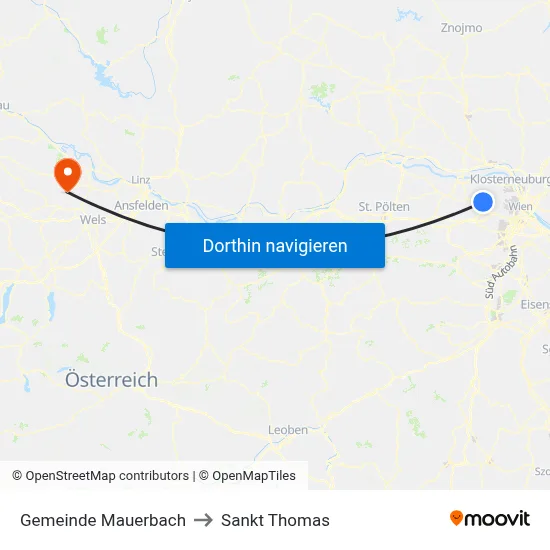 Gemeinde Mauerbach to Sankt Thomas map