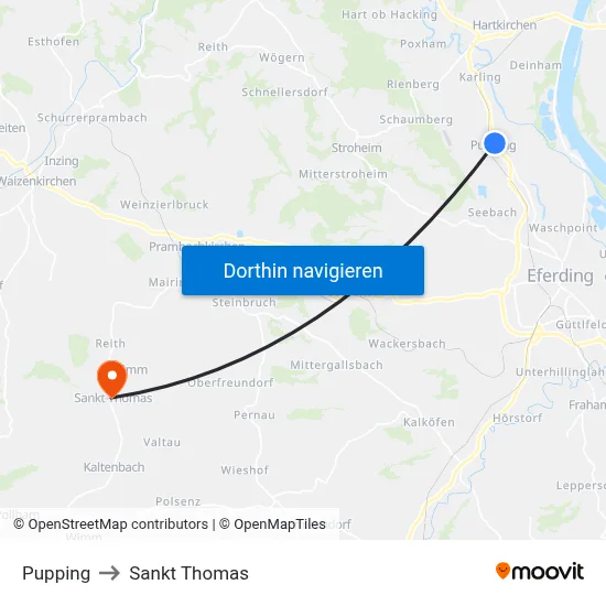 Pupping to Sankt Thomas map