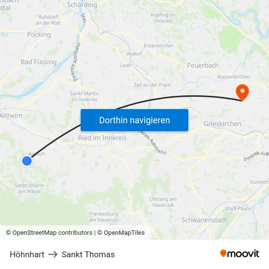 Höhnhart to Sankt Thomas map