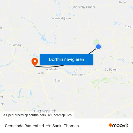 Gemeinde Rastenfeld to Sankt Thomas map