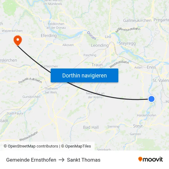 Gemeinde Ernsthofen to Sankt Thomas map