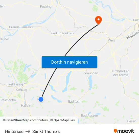 Hintersee to Sankt Thomas map
