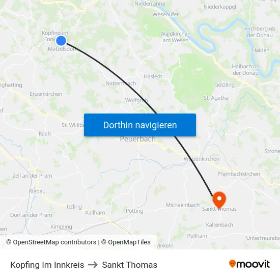 Kopfing Im Innkreis to Sankt Thomas map