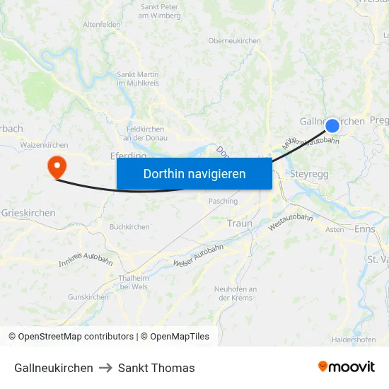 Gallneukirchen to Sankt Thomas map