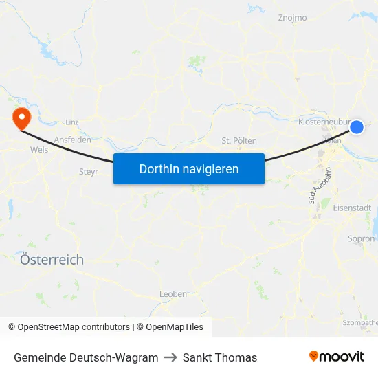 Gemeinde Deutsch-Wagram to Sankt Thomas map