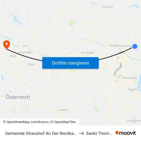 Gemeinde Strasshof An Der Nordbahn to Sankt Thomas map