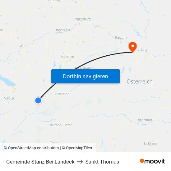Gemeinde Stanz Bei Landeck to Sankt Thomas map