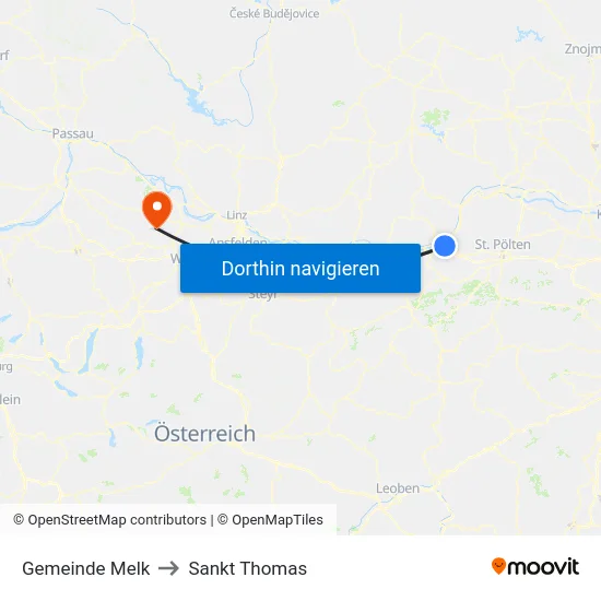 Gemeinde Melk to Sankt Thomas map