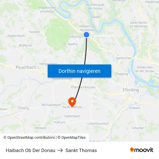 Haibach Ob Der Donau to Sankt Thomas map
