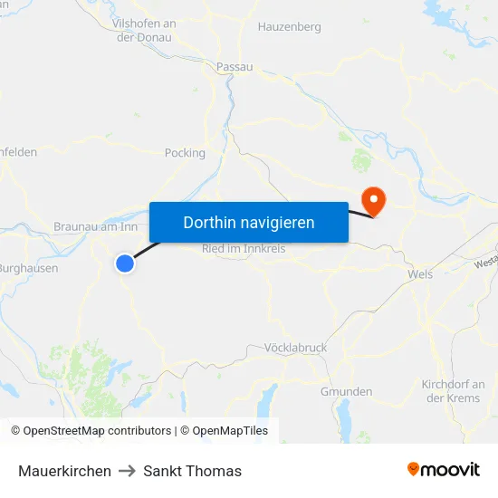 Mauerkirchen to Sankt Thomas map
