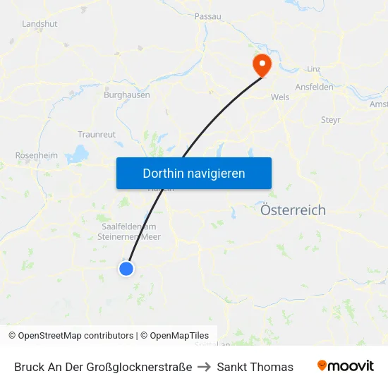 Bruck An Der Großglocknerstraße to Sankt Thomas map
