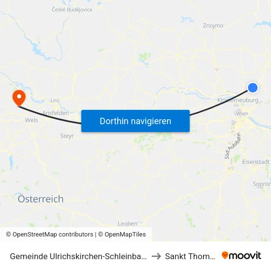 Gemeinde Ulrichskirchen-Schleinbach to Sankt Thomas map