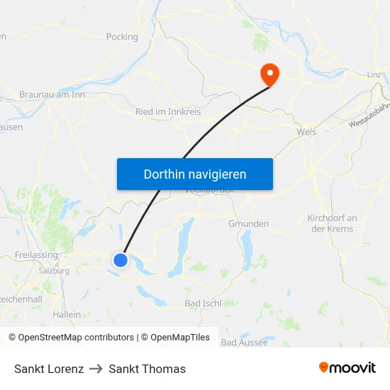 Sankt Lorenz to Sankt Thomas map