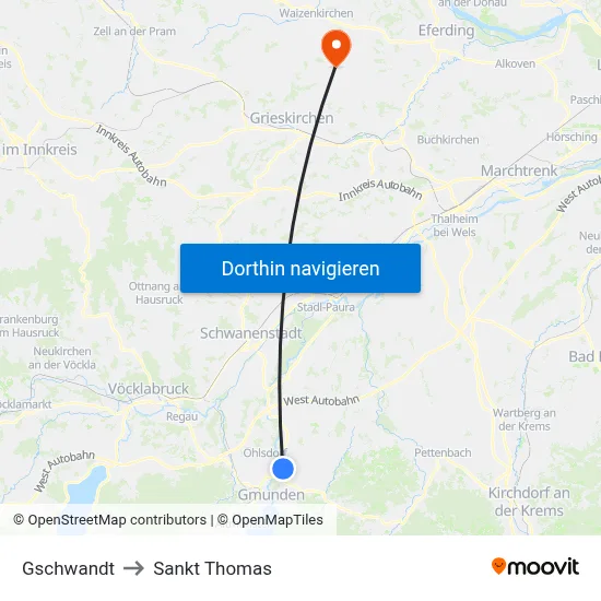 Gschwandt to Sankt Thomas map