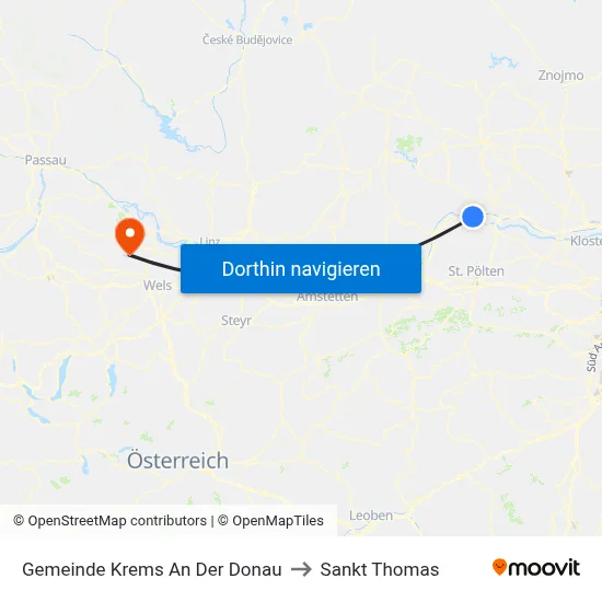Gemeinde Krems An Der Donau to Sankt Thomas map