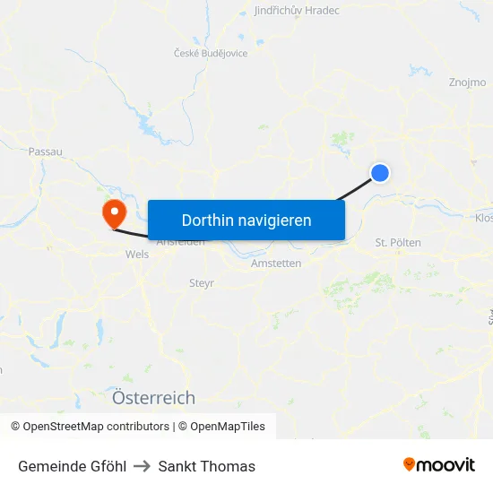 Gemeinde Gföhl to Sankt Thomas map