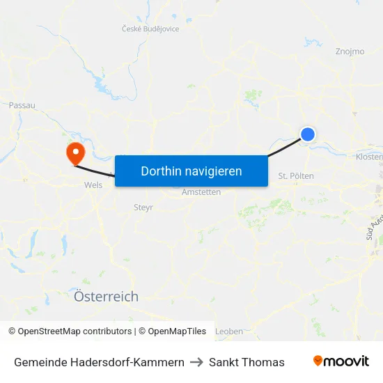 Gemeinde Hadersdorf-Kammern to Sankt Thomas map