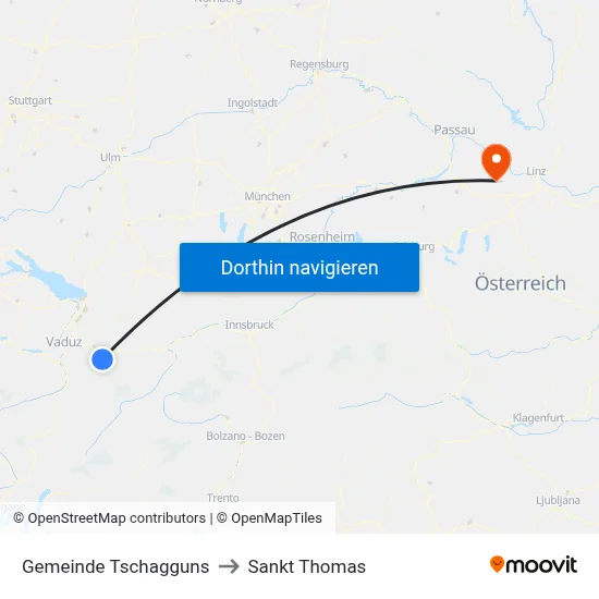 Gemeinde Tschagguns to Sankt Thomas map