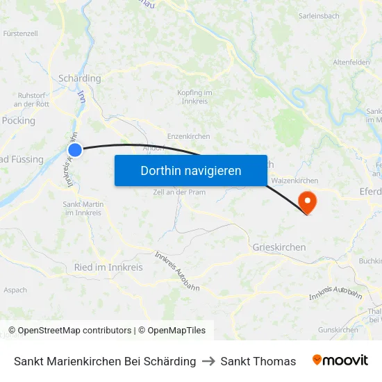 Sankt Marienkirchen Bei Schärding to Sankt Thomas map