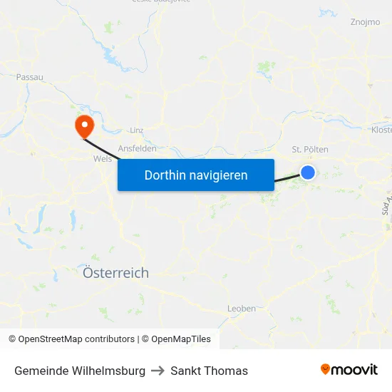 Gemeinde Wilhelmsburg to Sankt Thomas map