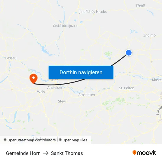 Gemeinde Horn to Sankt Thomas map