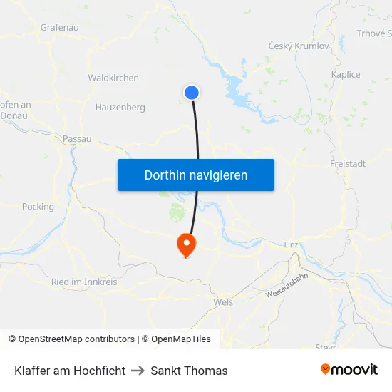 Klaffer am Hochficht to Sankt Thomas map