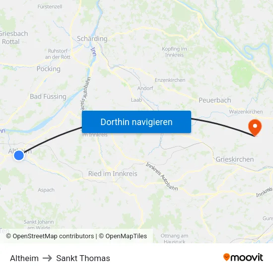 Altheim to Sankt Thomas map