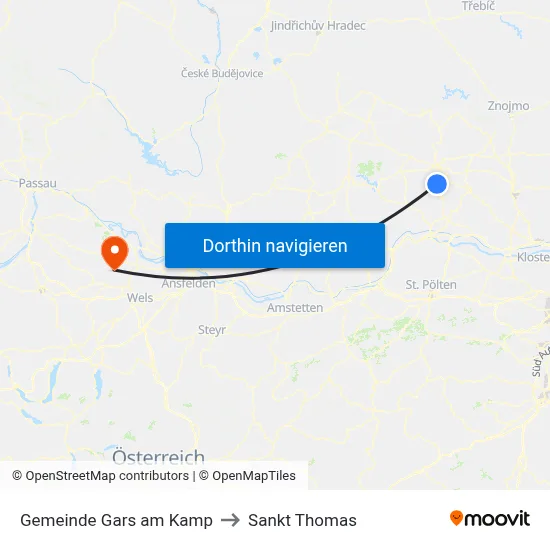 Gemeinde Gars am Kamp to Sankt Thomas map