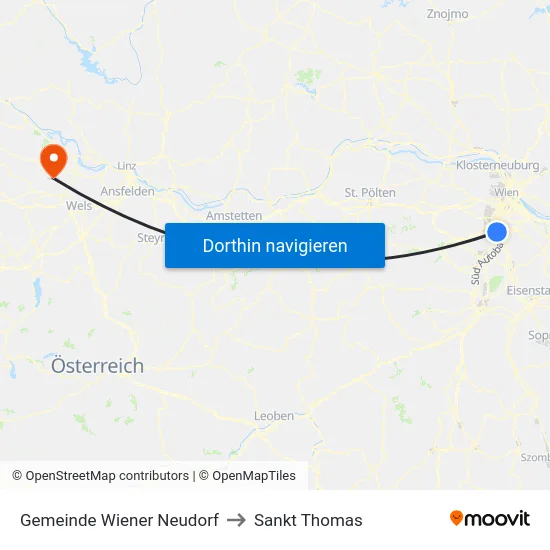 Gemeinde Wiener Neudorf to Sankt Thomas map