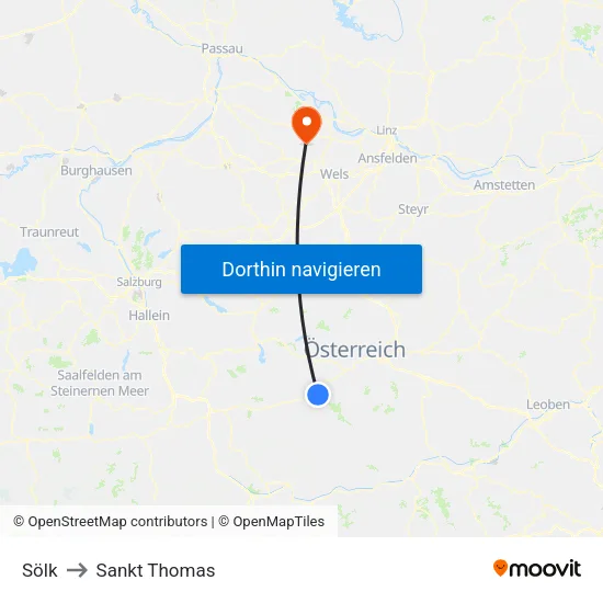 Sölk to Sankt Thomas map
