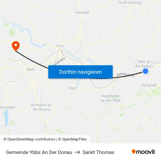 Gemeinde Ybbs An Der Donau to Sankt Thomas map