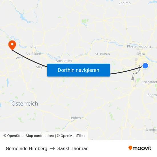 Gemeinde Himberg to Sankt Thomas map