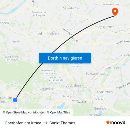 Oberhofen am Irrsee to Sankt Thomas map