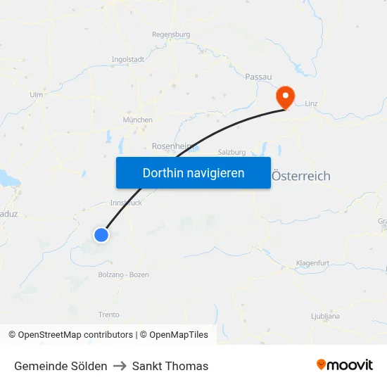 Gemeinde Sölden to Sankt Thomas map