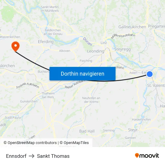 Ennsdorf to Sankt Thomas map