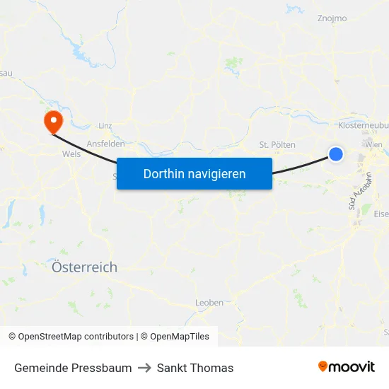 Gemeinde Pressbaum to Sankt Thomas map