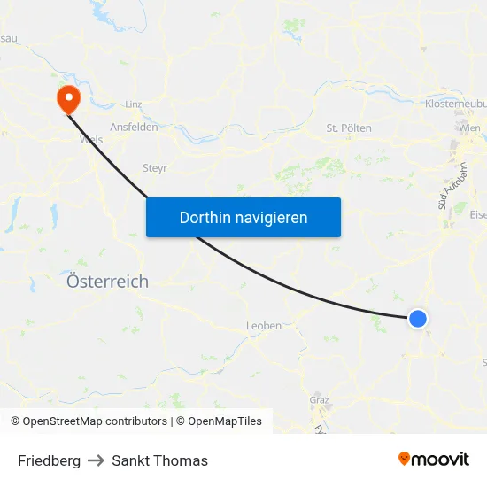 Friedberg to Sankt Thomas map