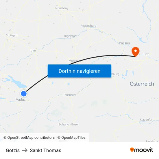 Götzis to Sankt Thomas map