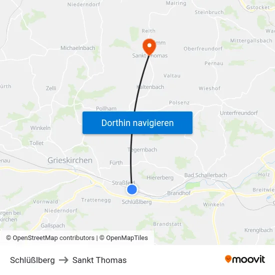 Schlüßlberg to Sankt Thomas map