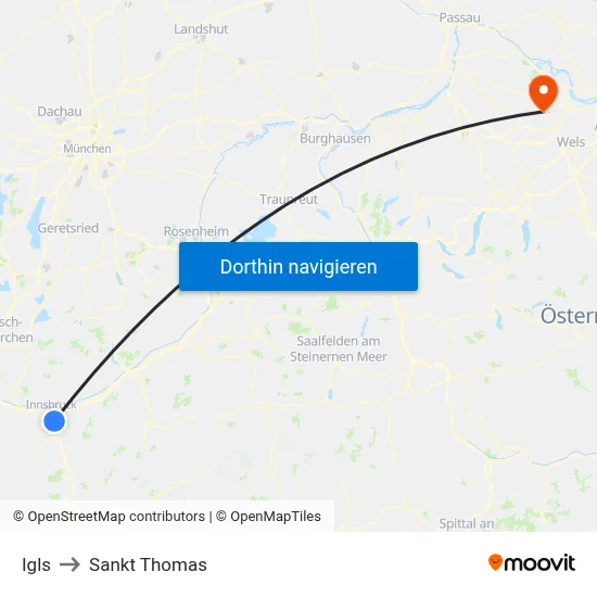 Igls to Sankt Thomas map