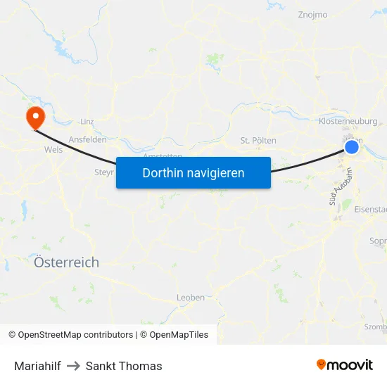 Mariahilf to Sankt Thomas map