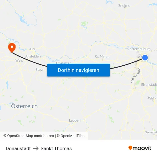 Donaustadt to Sankt Thomas map