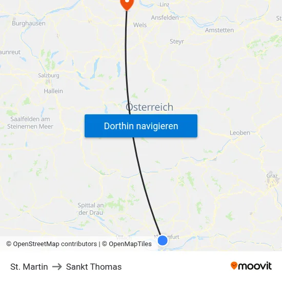 St. Martin to Sankt Thomas map